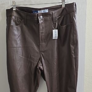 Old Navy Women's Chocolate Brown High Rise Boot Cut Faux Leather Pants Size 14